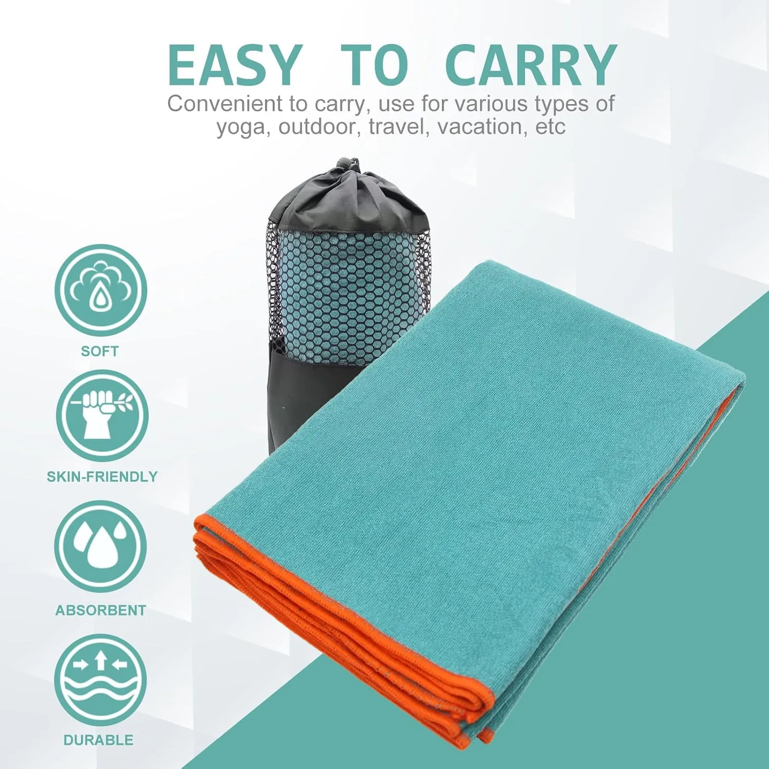 Yoga Towel - Microfiber Non Slip Yoga Mat Towel with Grip Dot Sweat Absorbent