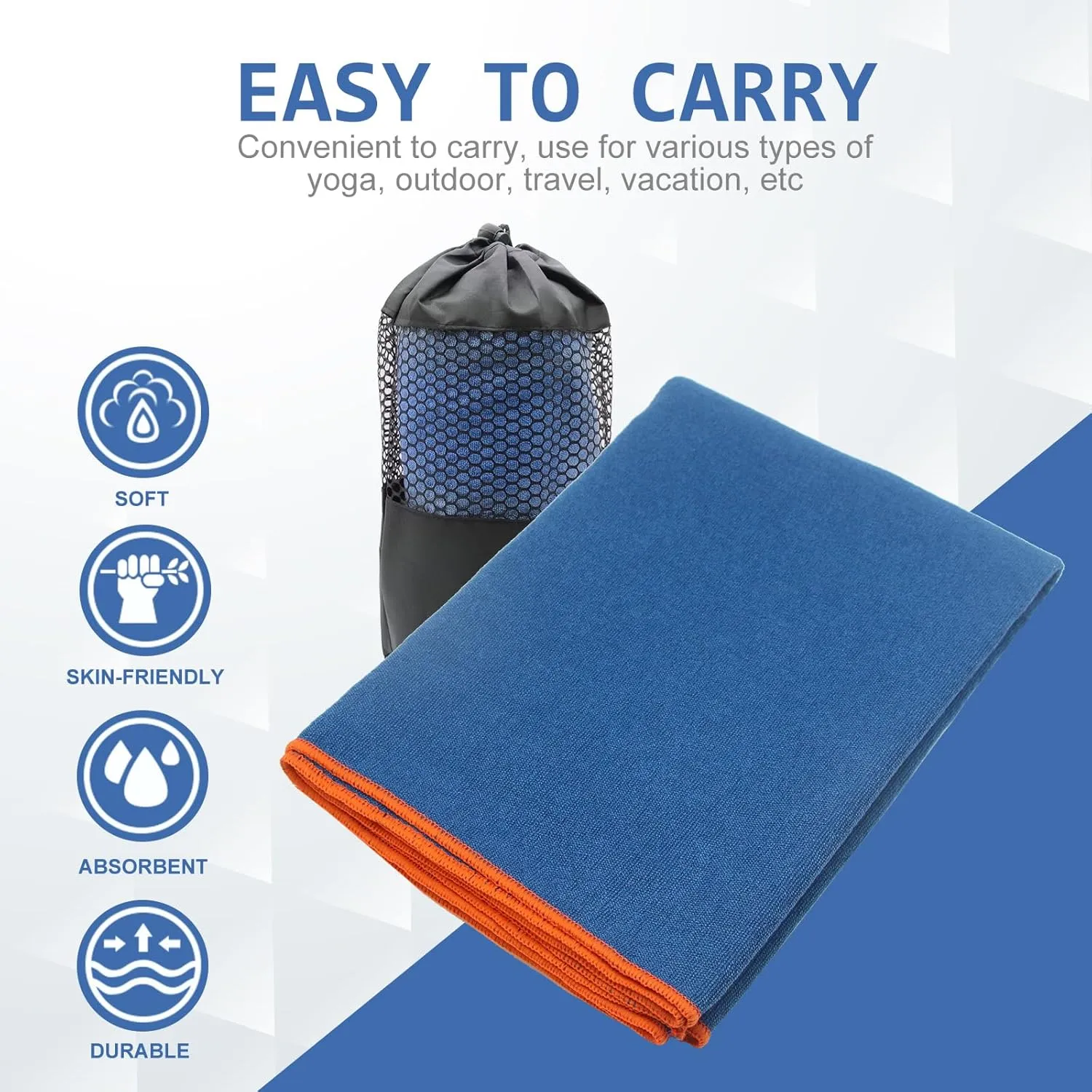 Yoga Towel - Microfiber Non Slip Yoga Mat Towel with Grip Dot Sweat Absorbent