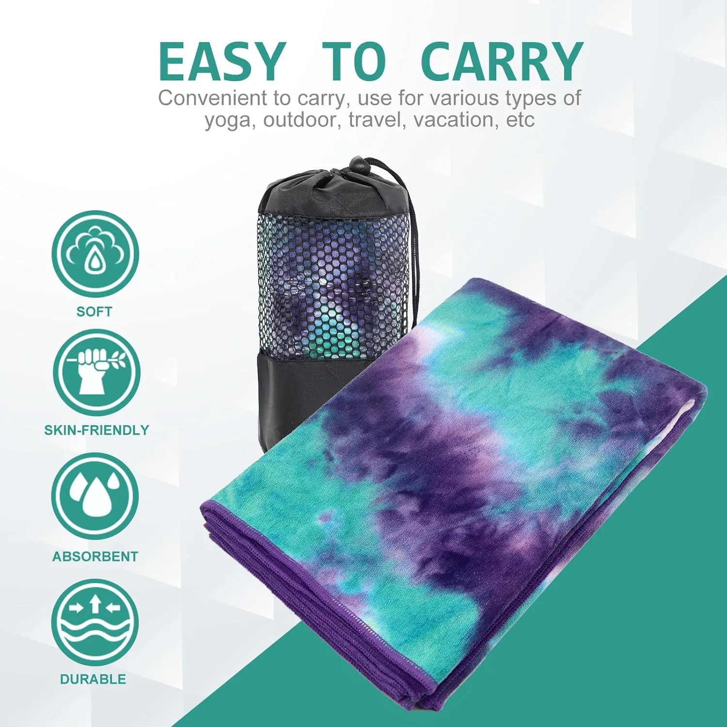 Yoga Towel - Microfiber Non Slip Yoga Mat Towel with Grip Dot Sweat Absorbent