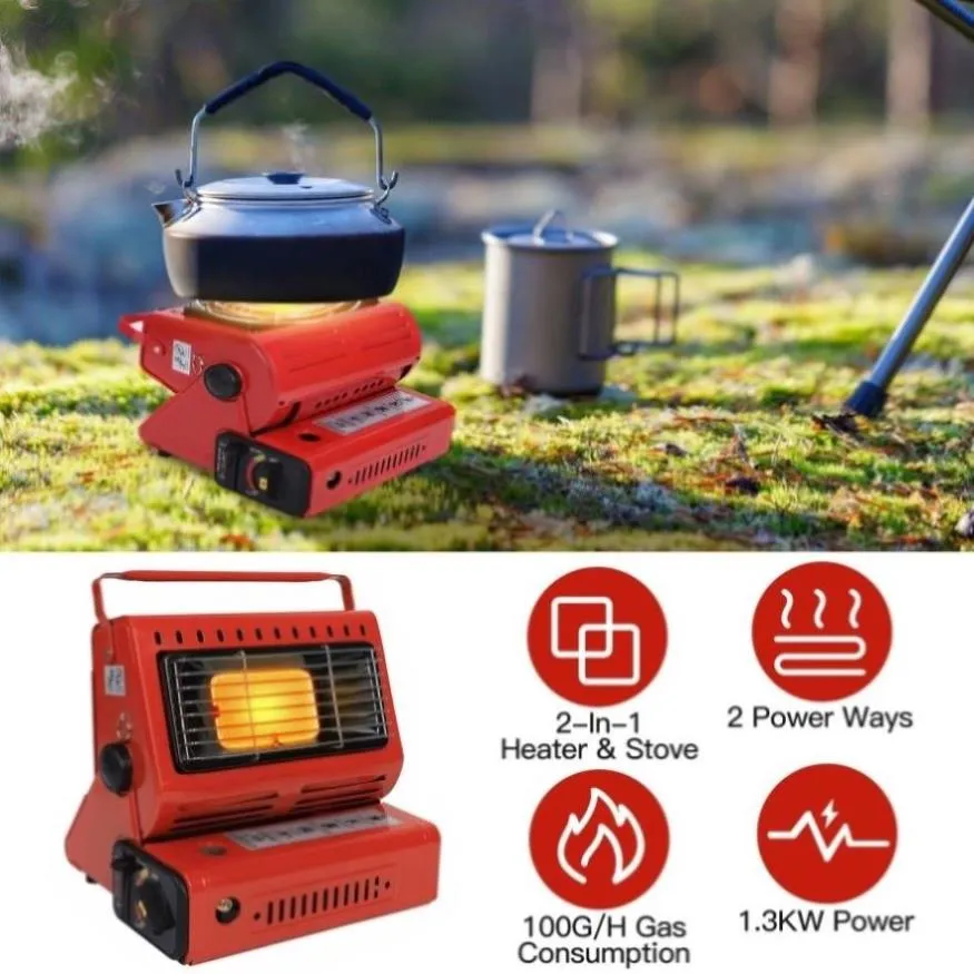 ZUN 2 in 1 Portable Butane Burner Heater Outdoor Butane Gas Heater Warmer Heating Cooking Stove Cooker 30502006